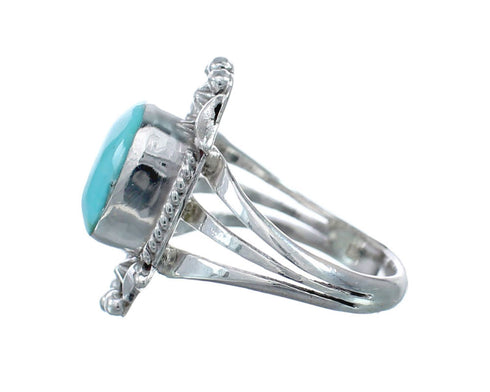 Native American Turquoise Sterling Silver Navajo Ring Size 6-1/4 AX128521
